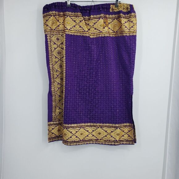 Ethnic custom purple & gold 2 pc skirt set - Picture 3 of 5